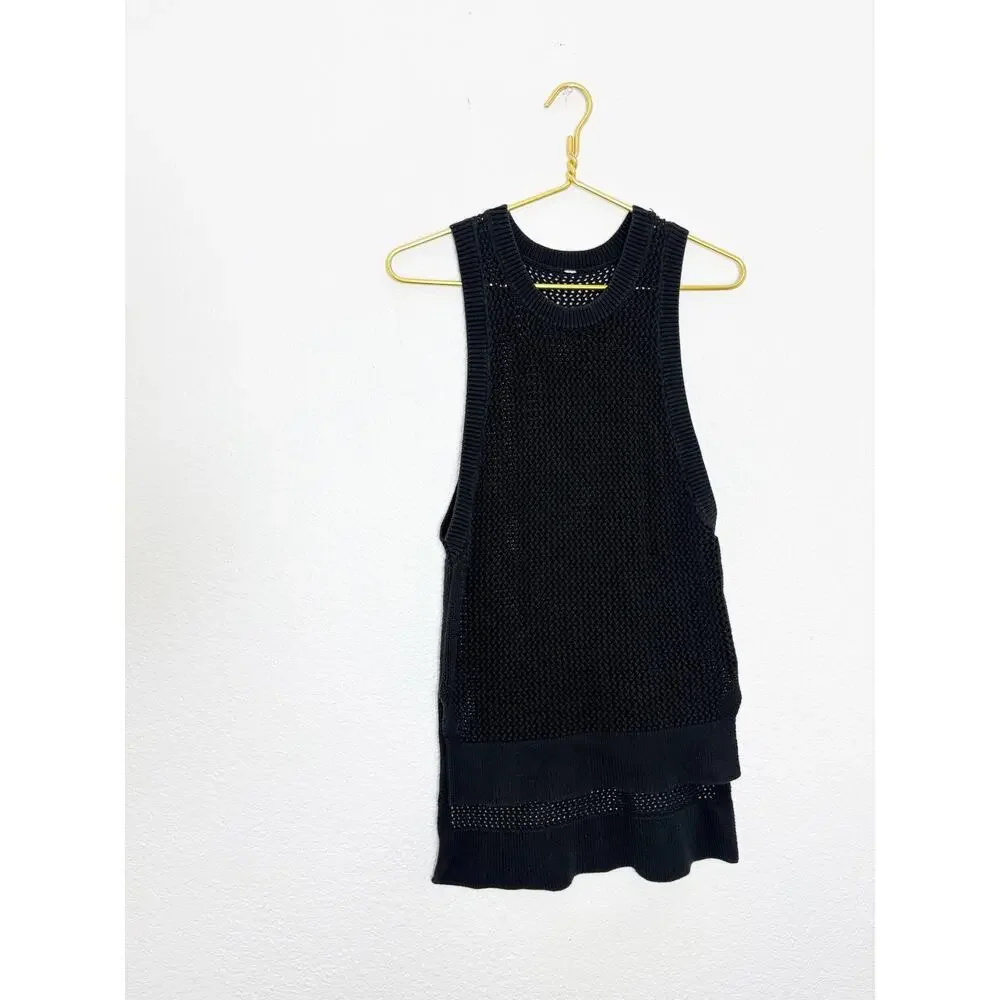 Lululemon Simply The Vest Black Open Knit Oversized Pullover